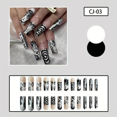 24pcs Halloween Joker Ghost Nails Long Coffin False Nails