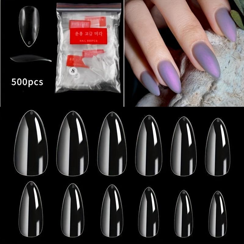 500pcs Almond Shaped Soft Gel Nail Tips for Nail Extension