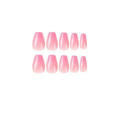 24pcs Pink Gradient Press On Nails Full Cover Coffin False Nails