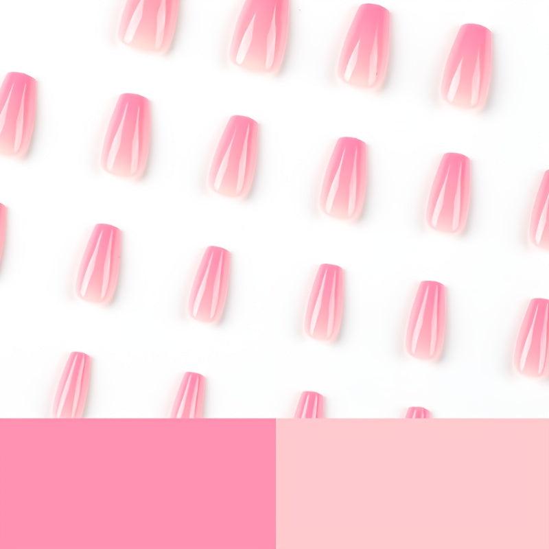 24pcs Pink Gradient Press On Nails Full Cover Coffin False Nails