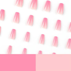 24pcs Pink Gradient Press On Nails Full Cover Coffin False Nails