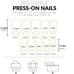 24pcs Pink Gradient Press On Nails Full Cover Coffin False Nails