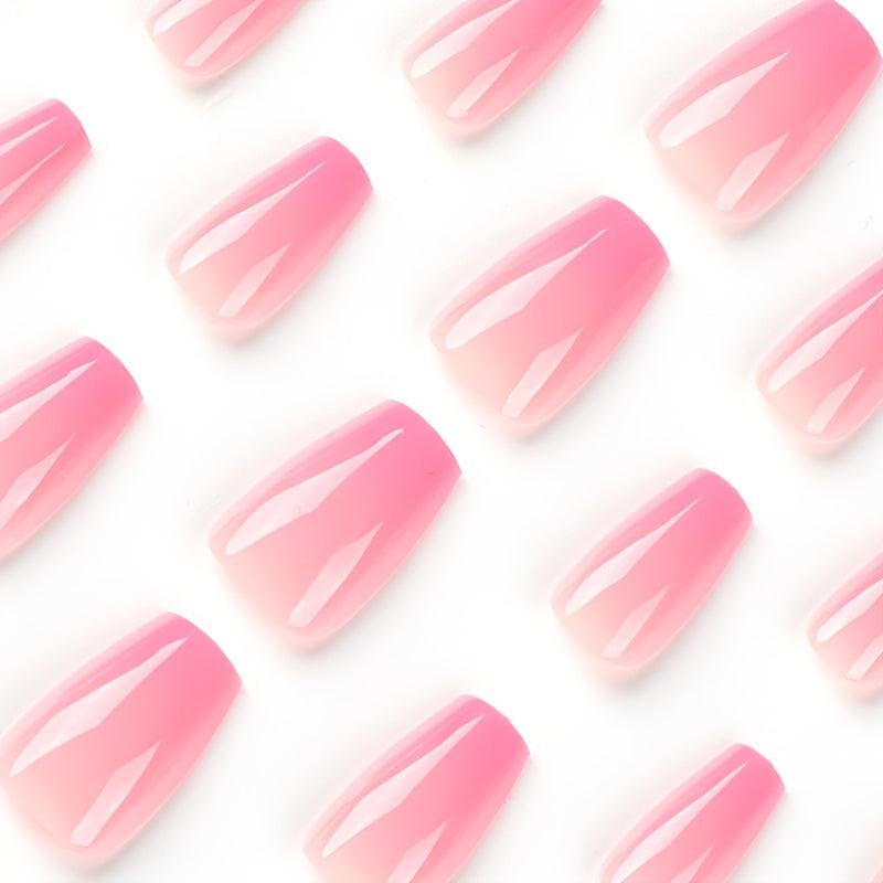 24pcs Pink Gradient Press On Nails Full Cover Coffin False Nails