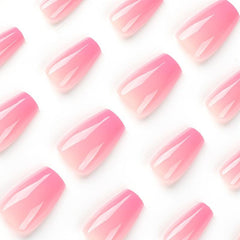 24pcs Pink Gradient Press On Nails Full Cover Coffin False Nails