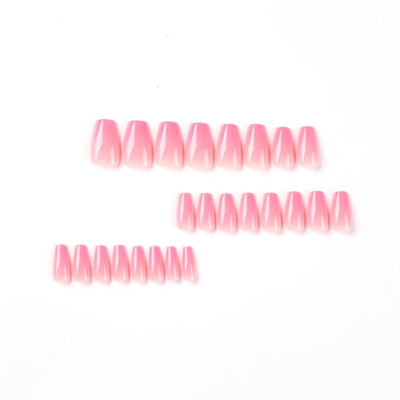 24pcs Pink Gradient Press On Nails Full Cover Coffin False Nails