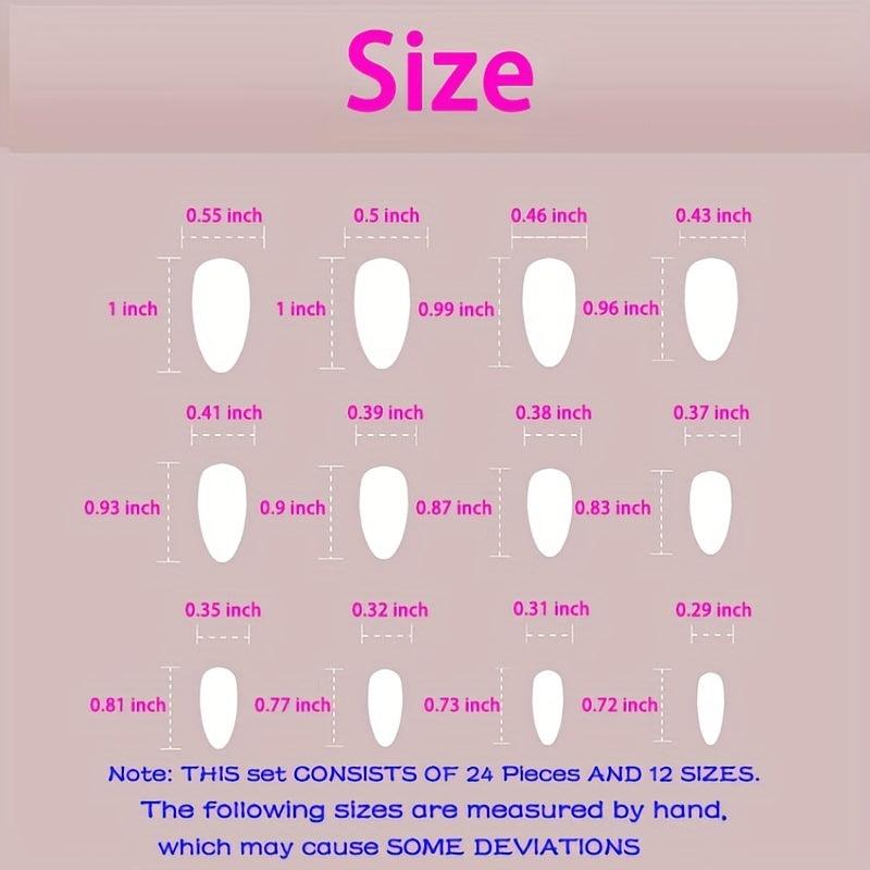 Y2K Press On Nails Almond French Tip 24Pc