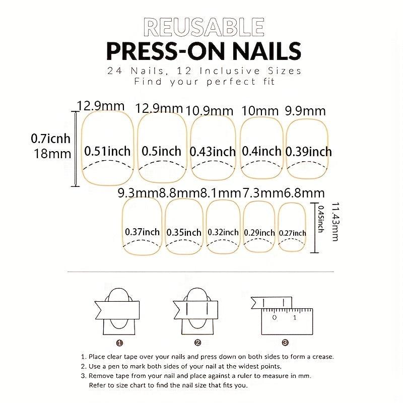 24 Pcs Solid Glossy Square False Nails Full Cover Acrylic Tips
