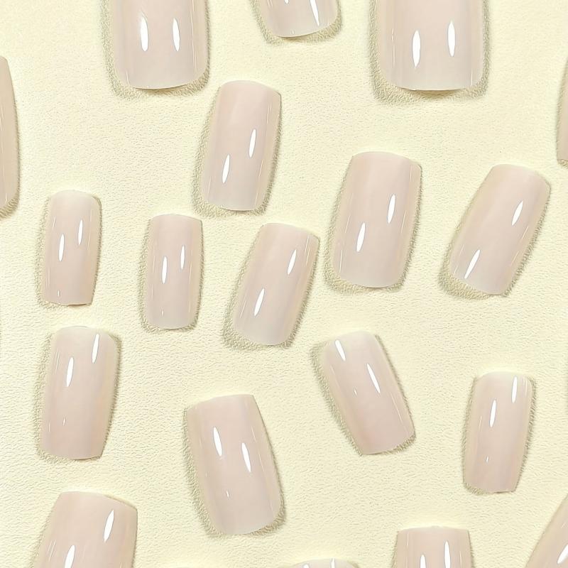 24 Pcs Solid Glossy Square False Nails Full Cover Acrylic Tips