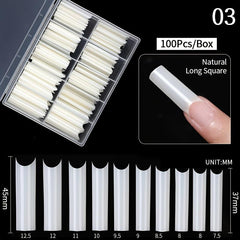 100 Pcs Square Coffin False Nails Tips - Acrylic Artificial Tip Manicure