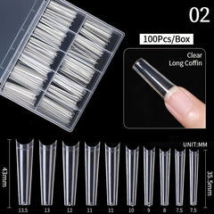 100 Pcs Square Coffin False Nails Tips - Acrylic Artificial Tip Manicure