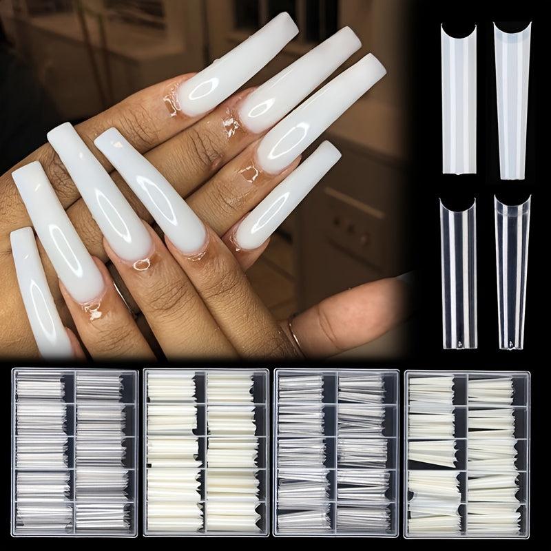 100 Pcs Square Coffin False Nails Tips - Acrylic Artificial Tip Manicure
