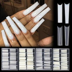 100 Pcs Square Coffin False Nails Tips - Acrylic Artificial Tip Manicure