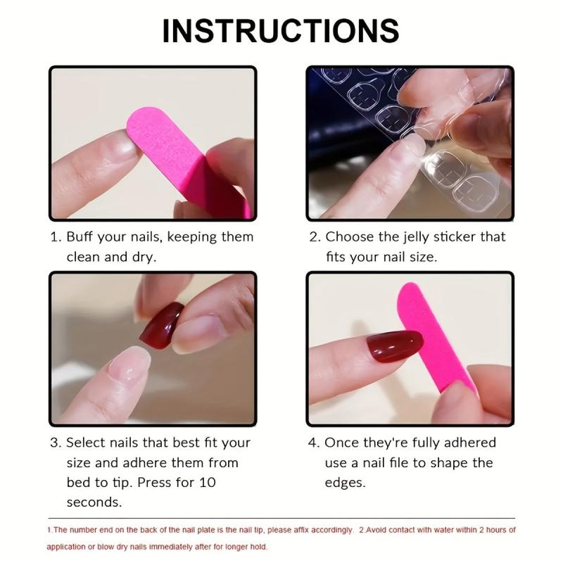 24pcs French Press On Nails Red Tips Medium Coffin False Nails for Women Girls