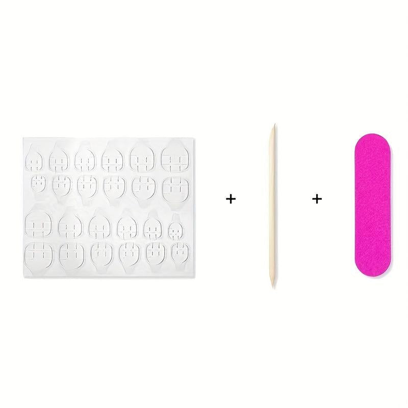 24pcs French Press On Nails Red Tips Medium Coffin False Nails for Women Girls