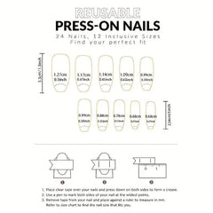 24pcs Ombre Press On Nails with 3D Marine Life Glossy Long Coffin False Nails