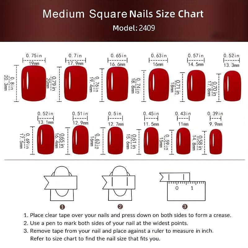 24pcs Silvery Glitter French Tip Press On False Nails Pink Square Medium