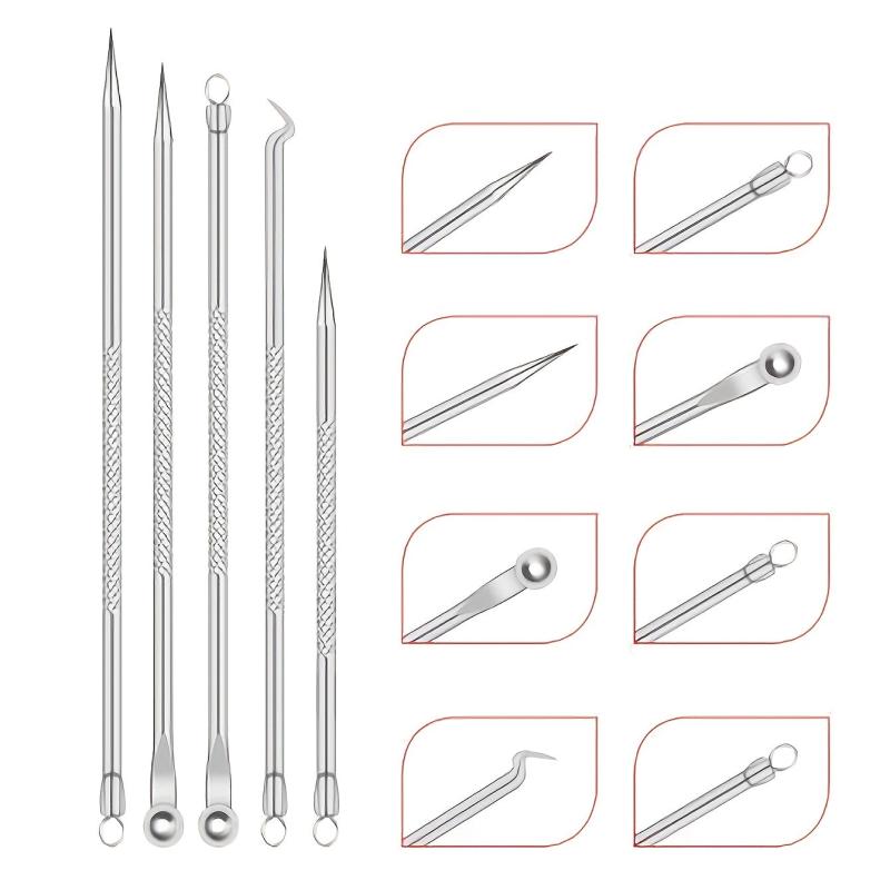 Stainless Steel Acne Clips Cell Clips Acne Needles - 5 Sets