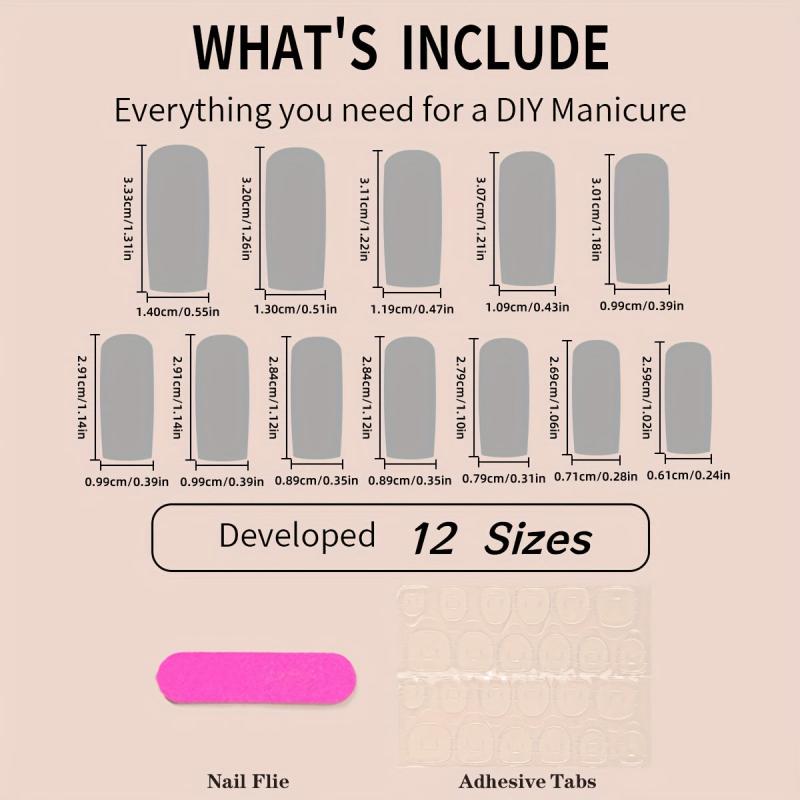 24pcs Glossy French Tip Press On Nails Long Coffin False Nails
