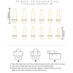 24 Pcs Gem Design Coffin Press On Nails Glue On for Women Nail Art
