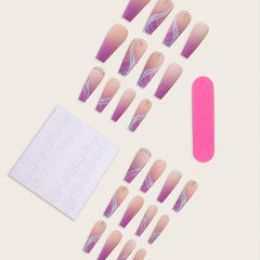 24 Pcs Gem Design Coffin Press On Nails Glue On for Women Nail Art
