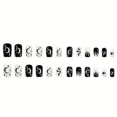 24pcs Polka Dot Press On Nails Full Cover Glossy False Nails for Women and Girls