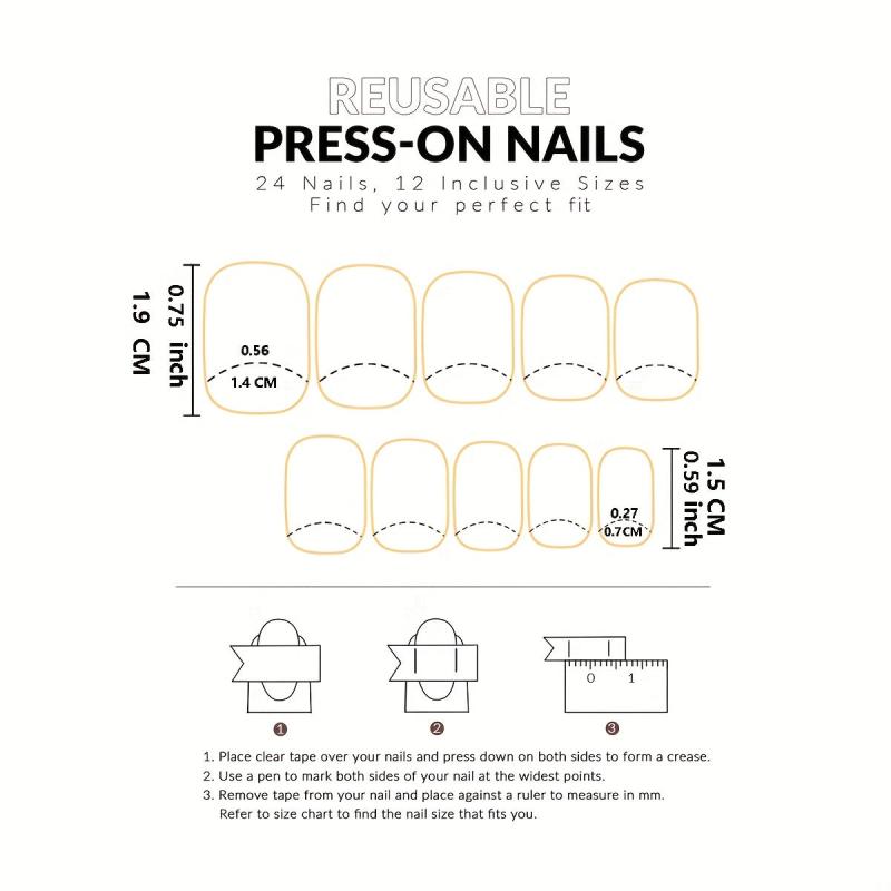24pcs Polka Dot Press On Nails Full Cover Glossy False Nails for Women and Girls