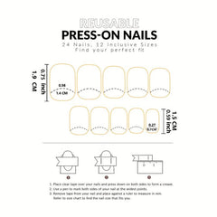 24pcs Polka Dot Press On Nails Full Cover Glossy False Nails for Women and Girls