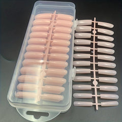 120pcs Nude Pink Long Coffin Gel Nail Tips