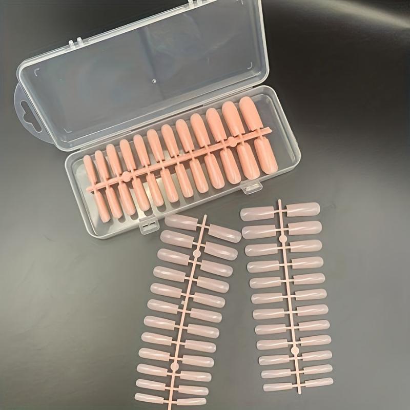 120pcs Nude Pink Long Coffin Gel Nail Tips