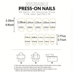 24pcs Rhinestone Silver Glitter French Tip Press-On Nails for Women and Girls