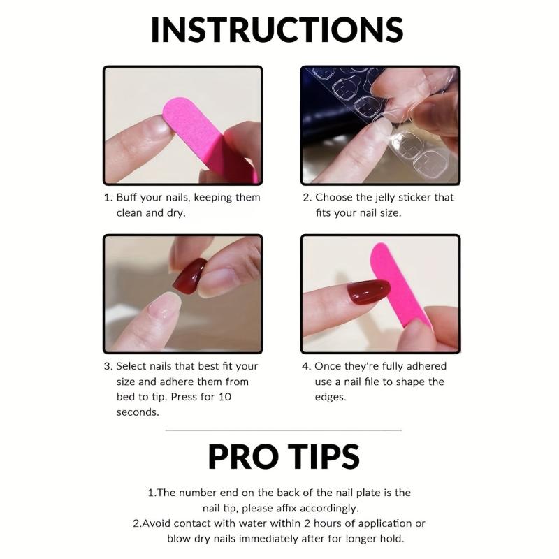 24Pcs Square Ballet Coffin False Nails & Burgundy French Press On Nails Set