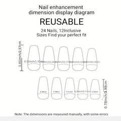 24pcs Nude Pink Green French Tips Coffin False Nails