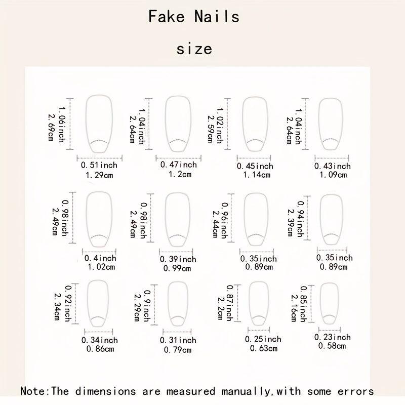 24pcs Golden Glitter Press On Nails Full Cover French False Nails