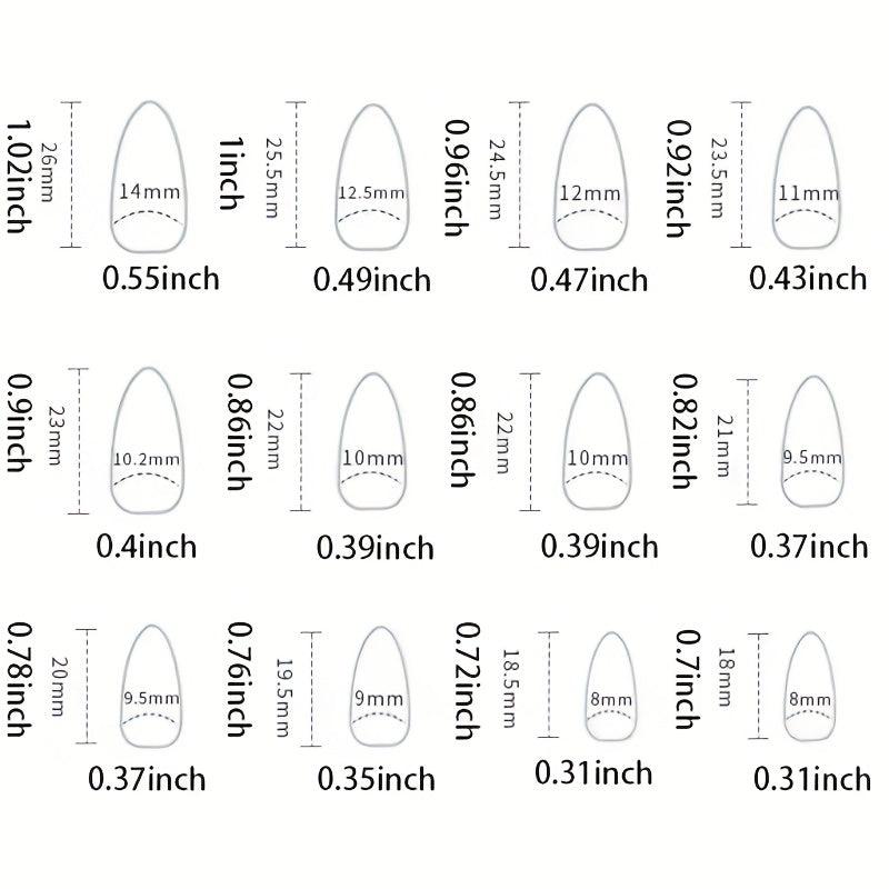 Medium Almond Press On Nails With Glitter Lines 24 Pcs