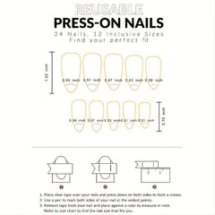 24pcs Retro Flower French Tip Press On Nails Nude False Nails for Women