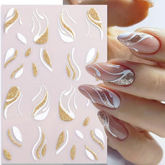 French Line Nail Sticker DIY Nail Art Self Adhesive Decal Golden Silver Glitter