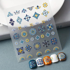 5D Engraved Nail Art Stickers Self Adhesive Decals for Manicure