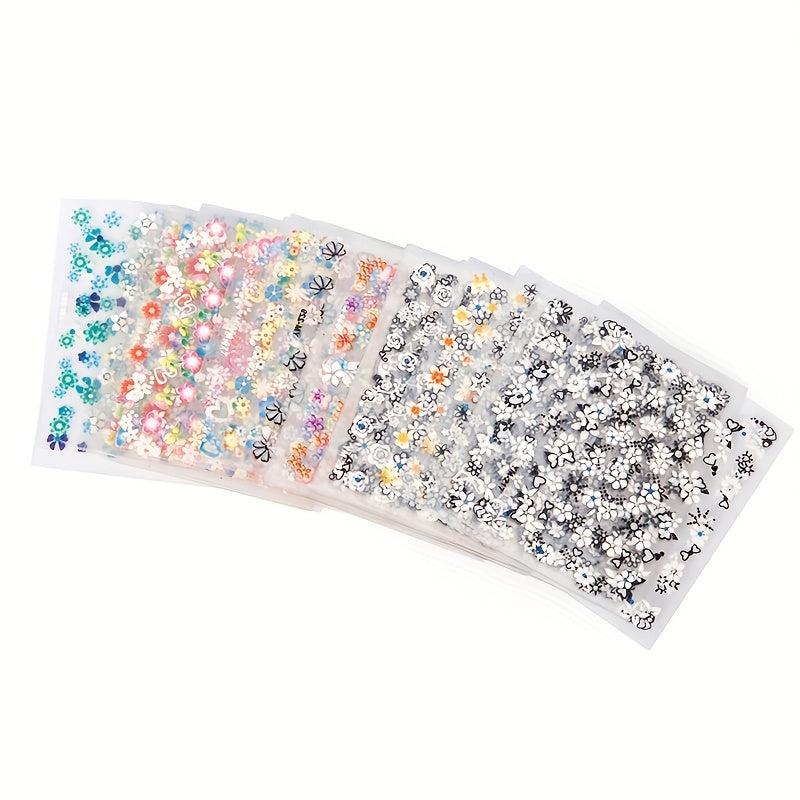 10 Sheets 3D Nail Art Stickers Manicure Decal Decorations