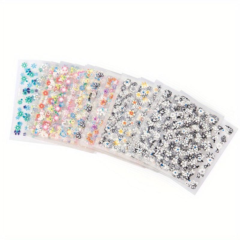10 Sheets 3D Nail Art Stickers Manicure Decal Decorations