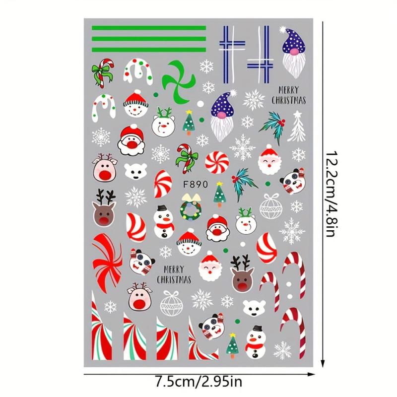 Christmas Nail Stickers Santa Snowflake Elk Nail Decals DIY Nail Salons