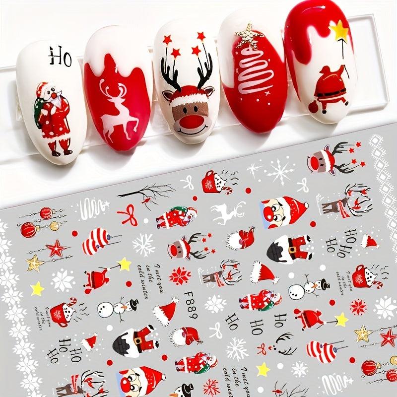 Christmas Nail Stickers Santa Snowflake Elk Nail Decals DIY Nail Salons