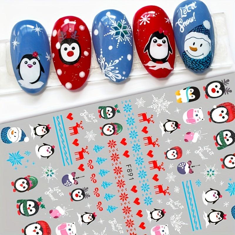 Christmas Nail Stickers Santa Snowflake Elk Nail Decals DIY Nail Salons