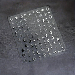 Silver Star Moon 5D Nail Stickers