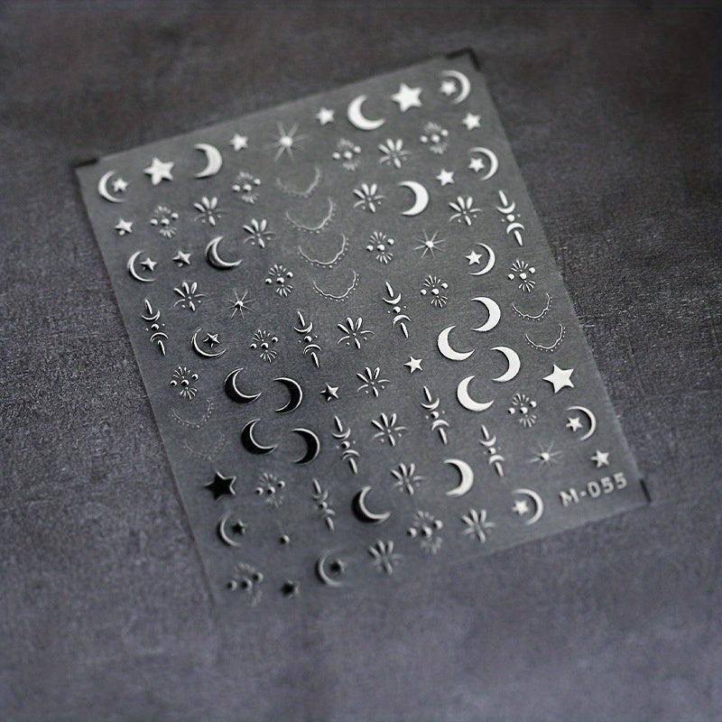 Silver Star Moon 5D Nail Stickers