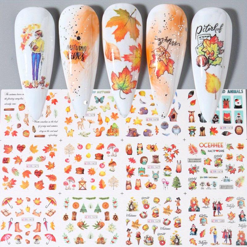 12 Fall Maple Leaf Nail Art Stickers Self Adhesive Nail Art Decals