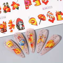 12 Fall Maple Leaf Nail Art Stickers Self Adhesive Nail Art Decals
