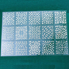 10 Sheets 3D Floral Nail Art Stickers Holographic Small Flowers Vine Leaf Decals