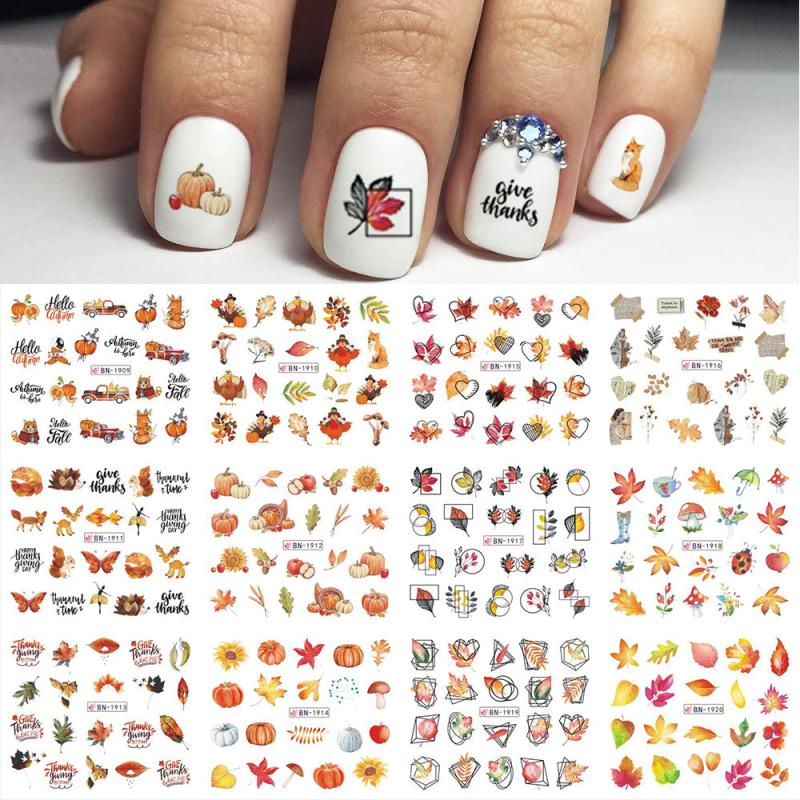 Maple Leaves Nail Stickers Water Transfer Decals