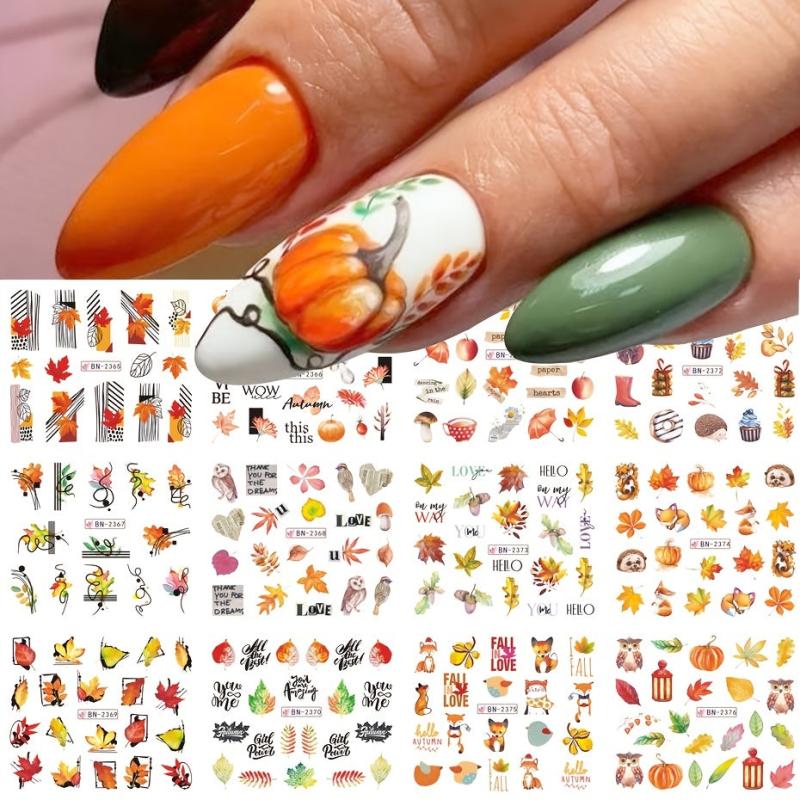 Maple Leaves Nail Stickers Water Transfer Decals