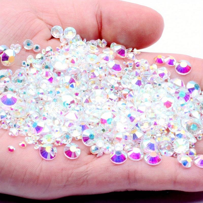 1000 Pcs Mixed Round Crystal AB Glass Nail Rhinestone Flat Back Stones